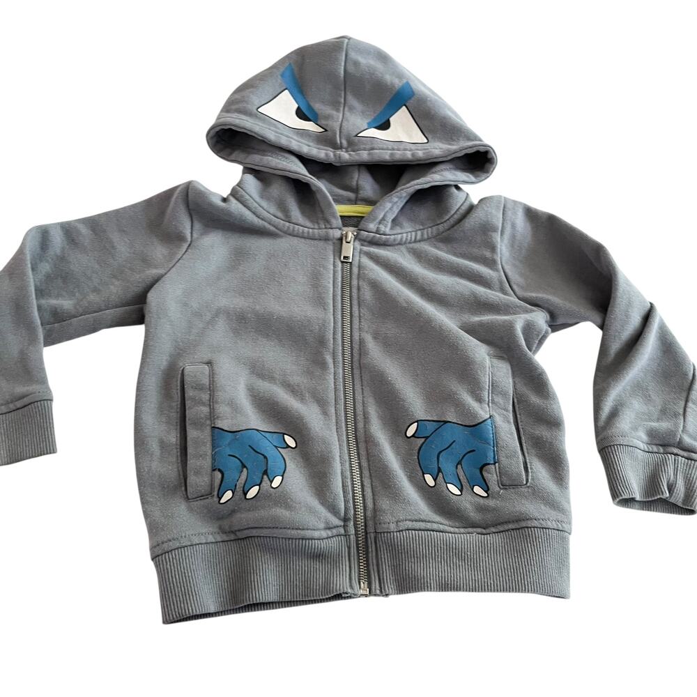 Sovereign Code Boys Gray Monster Face Zip Sweatshirt Hoodie size 2T